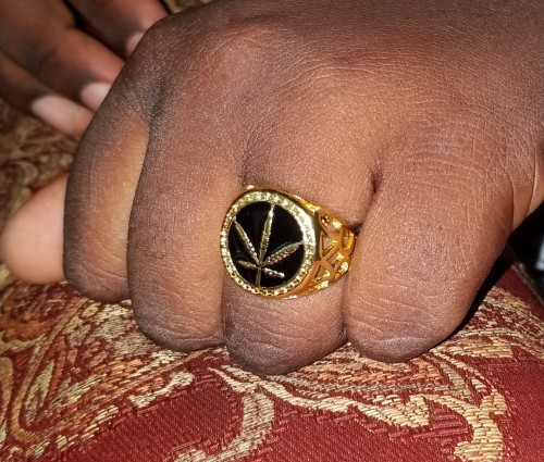 Man Weed Stainless Steel Ring