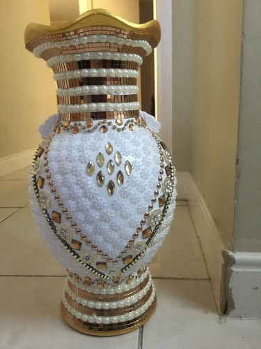 Modern/Glam Gold And White Vase 