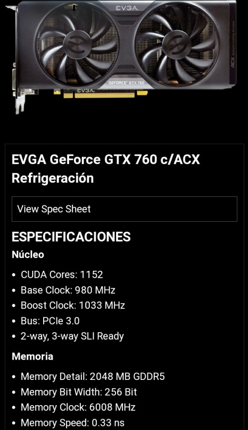Graphics Card EVGA Geforce GTX 760