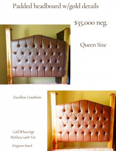Queen Size Padded Head Board W/gold Details 