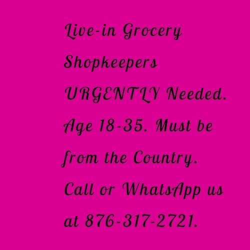 Live-in Shop Keeper Urgently Needed.