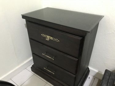 3 Drawer Bedside Tables (2) With Glass (15K Each)