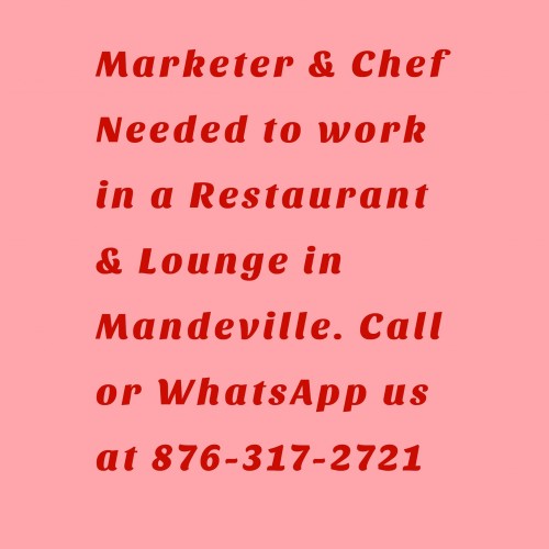 Male Chef Urgently Needed In Mandeville