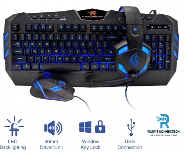 Gaming Over-Ear Headset, Keyboard & Mouse Comb Set