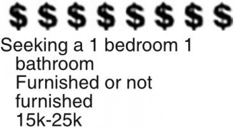Seeking A 1 Bedroom 1 Bathroom