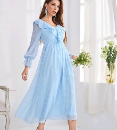 Ruffled Baby Blue Dress