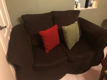 Gently Used 3pc Brown Sofa Set With Throw Pillows