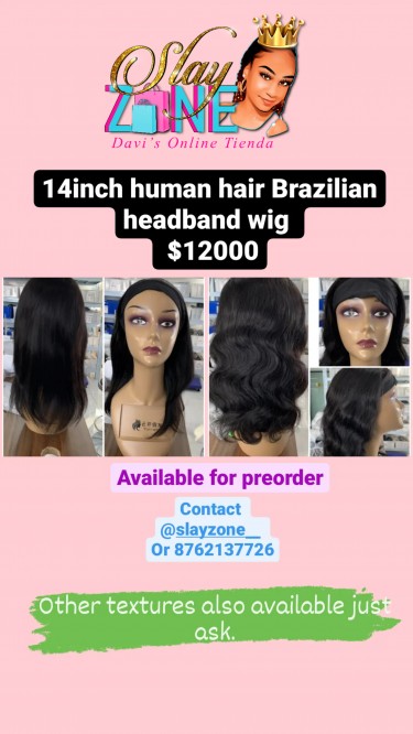 14 INCH HEADBAND WIG BRAZILIAN HUMAN HAIR 