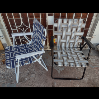 Patio Chairs, Pair, Blk & White