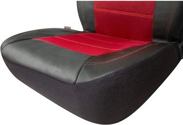 Full Set Mesh And Leather Car Seat Cover (Red)