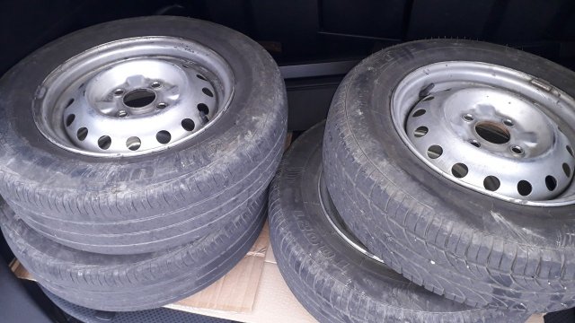 175/70/13 STEEL RIM AND TIRES (TWO NEW) 17K