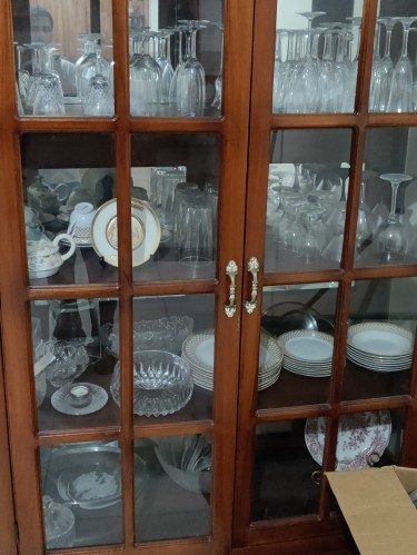 Wooden Display Cabinet With All Glassware Set 