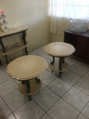 TWO MARBLE ACCENT TABLES