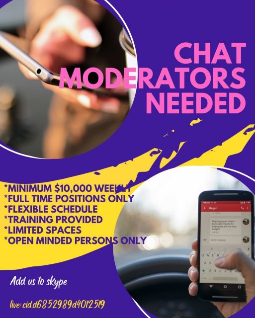 Chat Moderators(texting No Calling)