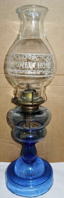 1960s Cobalt Blue KEROSENE OIL LAMP