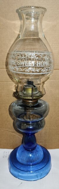 1960s Cobalt Blue KEROSENE OIL LAMP