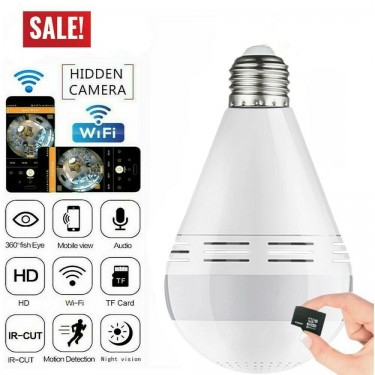 HD Wifi IP Camera 360° Hidden Wireless Light Bulb 