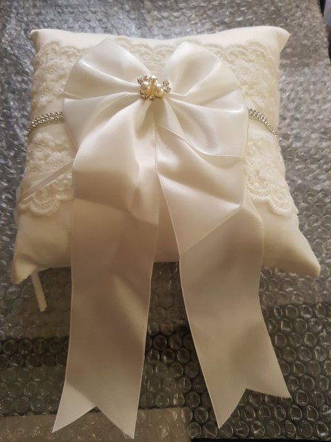 Wedding Ring Pillow - Ivory White