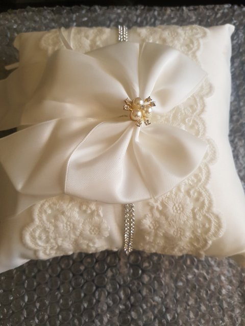 Wedding Ring Pillow - Ivory White