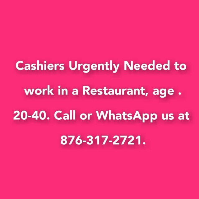 Experience Female Cashiers Needed
