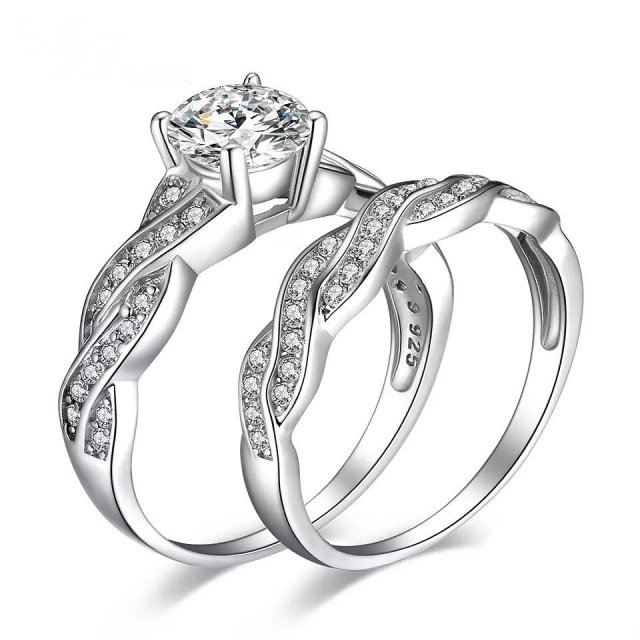 1ct Love Knot Engagement Ring Set