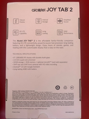 2020 Alcatel Joy Tab2 8” Tablet 32GB Storage And 3
