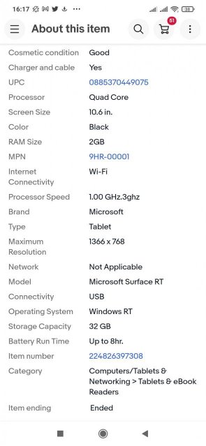 Microsoft Surface RT- 32 GB - WiFi, 10.8