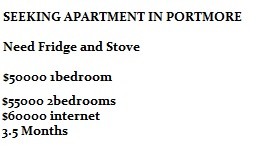 Seeking Apartment With Stove And Fridge