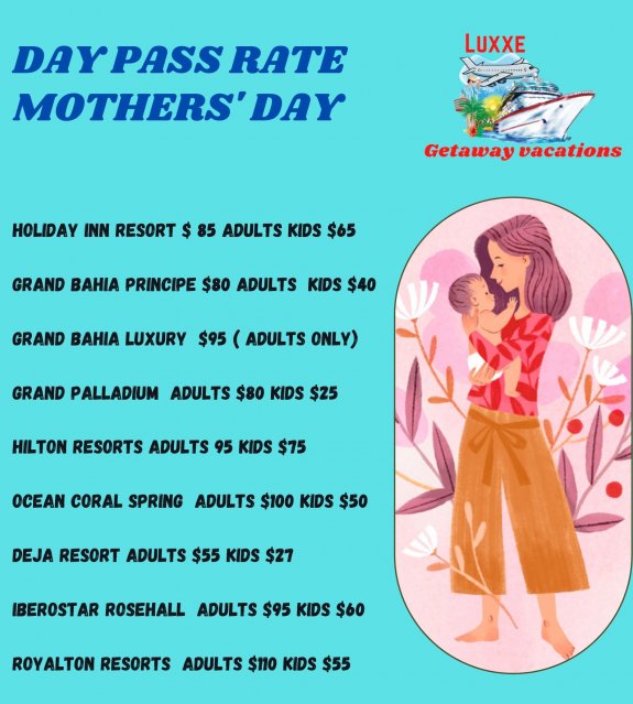 Mothers Day Daypass Rates
