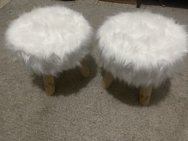 Pair Of White Fluffy Chairs 