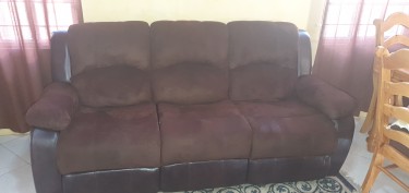 Leather &  Suede Reclinable Sofa