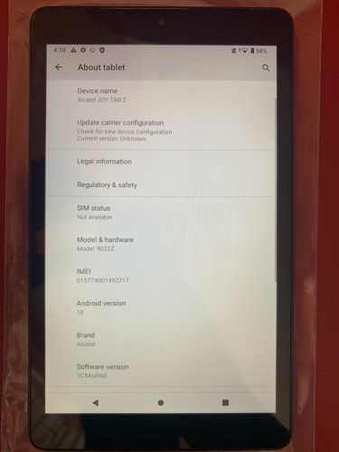 Mint 2020 Alcatel Joy Tab2 8” Tablet 32GB Storage 