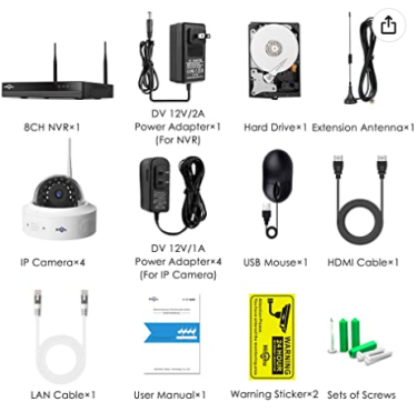 Hiseeu Wireless 8 Cameras Security System - 