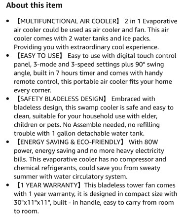 Evaporative Air Cooler And Purifier Bladeless Fan