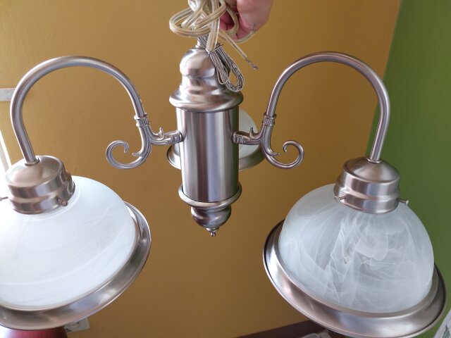 New Antique Brass & Alabaster Glass Chandelier