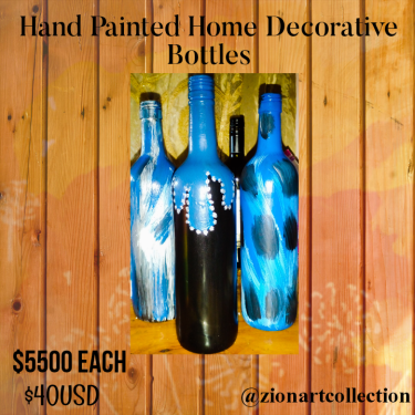 Hand Painted Bottles-Home Decor