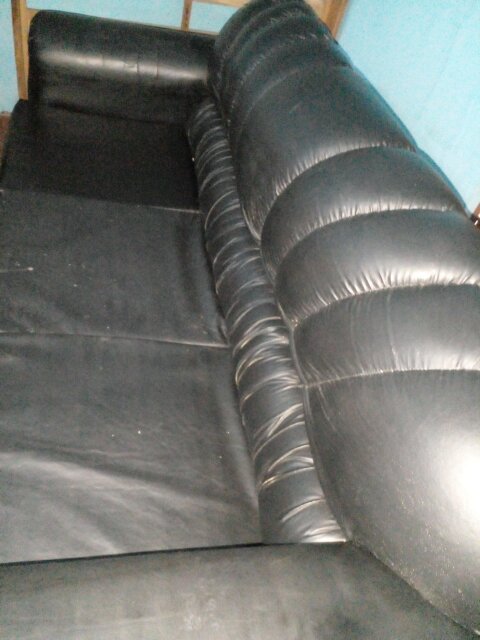 Three Seater Black Leatherette Sofa