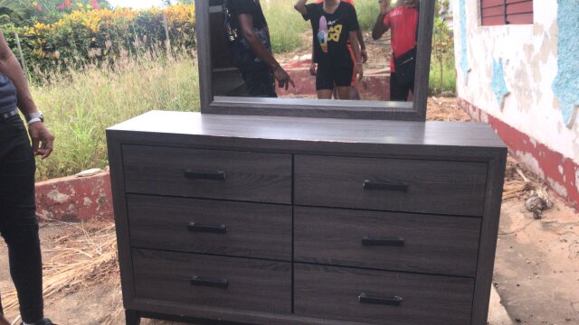 DRESSER WITH MIRROR And One Bedside Table For Sale
