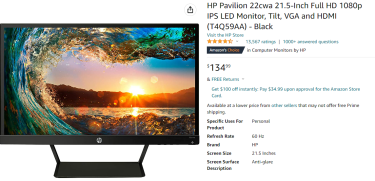 HP 22CWA Monitor For Work From Home