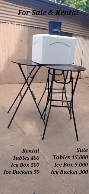 Bar Height Cocktail Tables, 50L Ice Box
