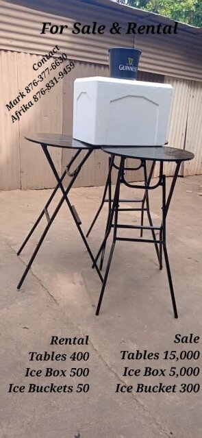 Bar Height Cocktail Tables, 50L Ice Box