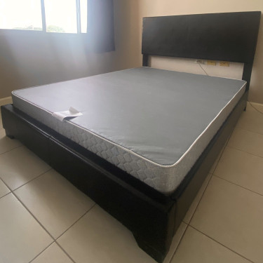 Black Queen Bed Frame + Bed Base