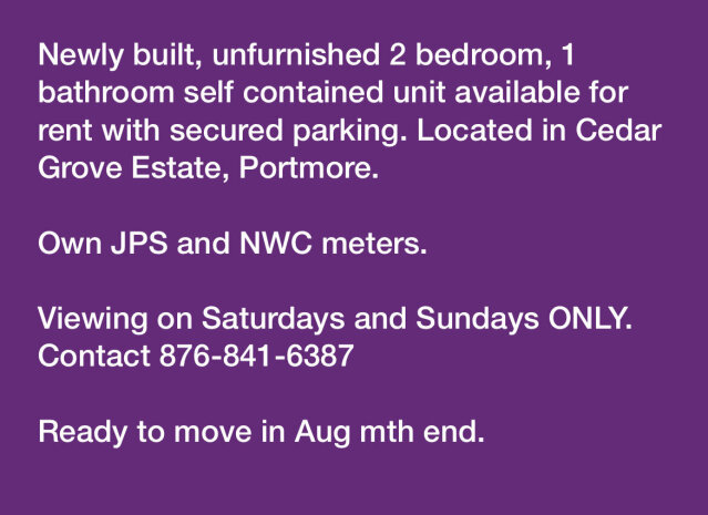 2 Bedroom 1 Bath Self Contained Unit For Rent