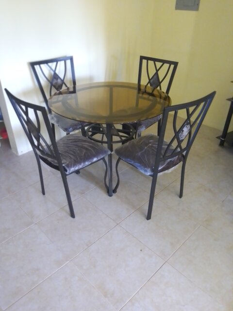 Brand New Glass Top Dinning Table Set