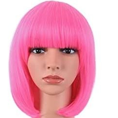 Short Straight Synthetic Bob Wig (Neon Pink)