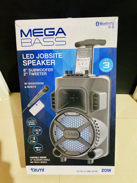 Mega Bass LED Jobsite Speaker With Mic