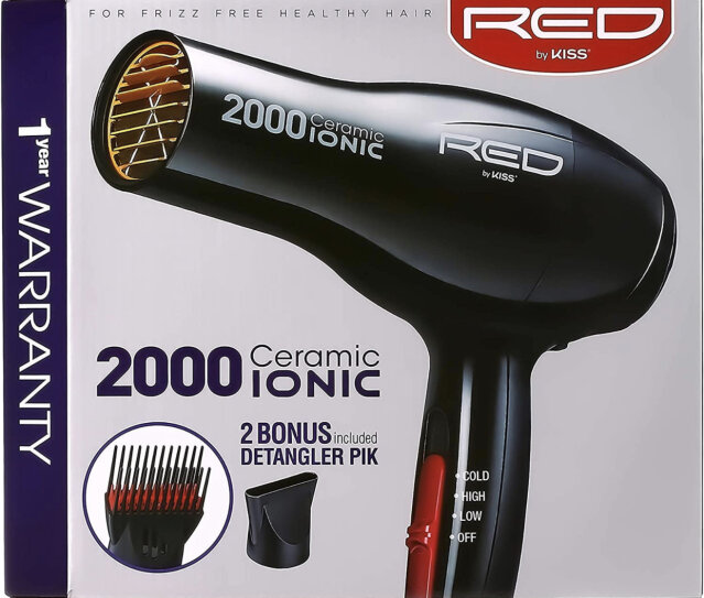 Red By Kiss 2000 Ceramic Ionic Hair Blow Dryer