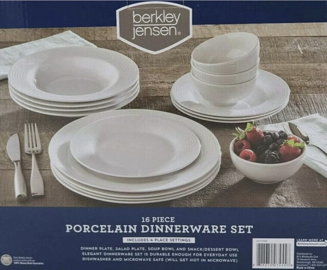 Berkley Jensen 16 Piece Porcelain Dinnerware Set