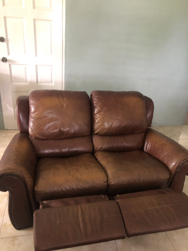 Leather Couch With Recliner. (Recliner Works Well)