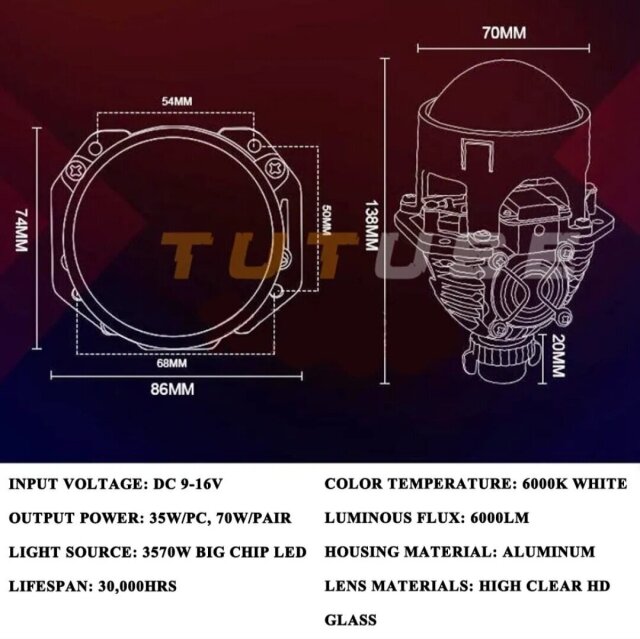 LED Projector Lens Universal